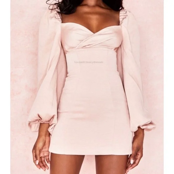 Blush Damask Balloon House of CB dress - Picture 2 of 6